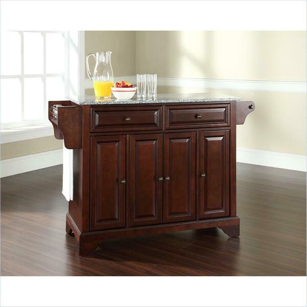 Modern Marketing Concepts Lafayette Solid Granite Top Kitchen Island In Vintage Mahogany Finish KF30003BMA